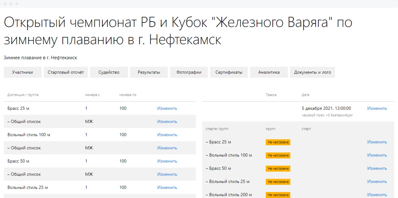 Портал организатора соревнований на RFID